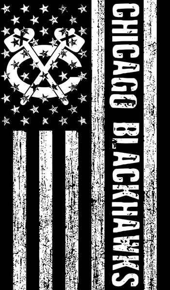 Chicago Blackhawks Black And White American Flag logo vinyl decal